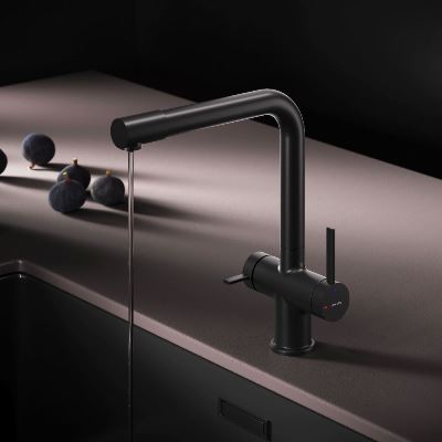 Смеситель для кухни AM.PM Func F8F05722 высокий с L-изливом с каналом для питьевой воды, черный