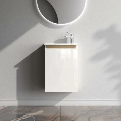 Тумба с раковиной и смесителем 45 AM.PM X-Joy M85AFHX0451WG подвесная белый глянец