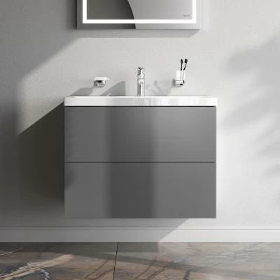 Тумба с раковиной и смесителем 75 AM.PM Gem M90FHX07522GM подвесная графит матовый