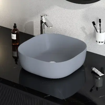 Раковина накладная 43 AM.PM Struktura M9SWCC30430GM черная матовая