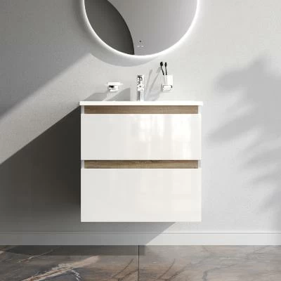 Тумба с раковиной и смесителем 65 AM.PM X-Joy M85AFHX0652WG подвесная белый глянец