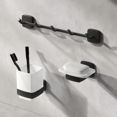 Набор аксессуаров AM.PM Gem черный (крючки, стакан, мыльница)