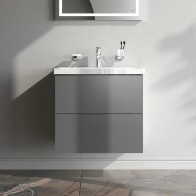 Тумба с раковиной и смесителем 60 AM.PM Gem M90FHX06022GM подвесная графит матовый