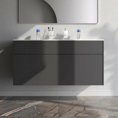 Тумба с раковиной и смесителем 120 AM.PM Inspire 2.0 M50AFHX1203GM подвесная графит