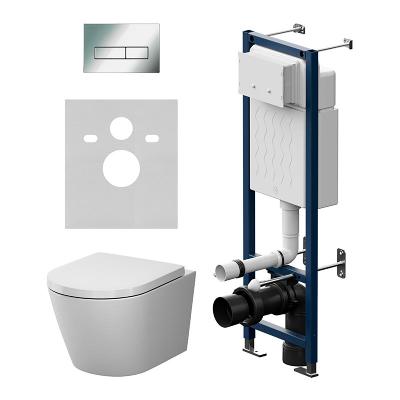 Унитаз подвесной безободковый с инсталляцией AM.PM X-Joy IS110351.851900 сиденьем микролифт, механ. клавишей хром