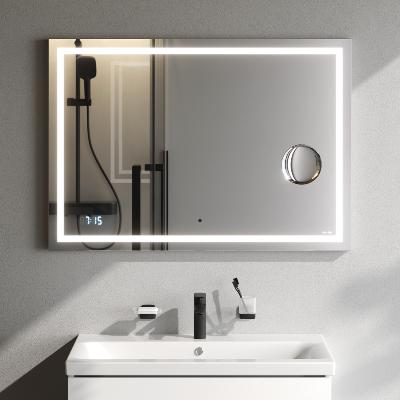 Зеркало с подсветкой в ванную прямоугольное 100 AM.PM Gem M91AMOX1003WG сенсорное с часами и косметическим зеркалом