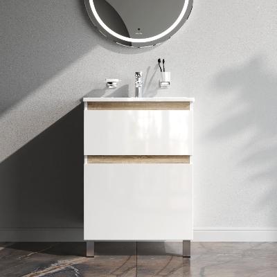 Тумба с раковиной 60 AM.PM X-Joy M85AFSX06021WG напольная на ножках белый глянец