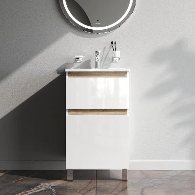 Тумба с раковиной 50 AM.PM X-Joy M85AFSX0502WG напольная на ножках белый глянец