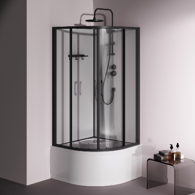 Душевая кабина 90x90 AM.PM Above W9XC-401A-9090BT профиль черный матовый, высокий поддон