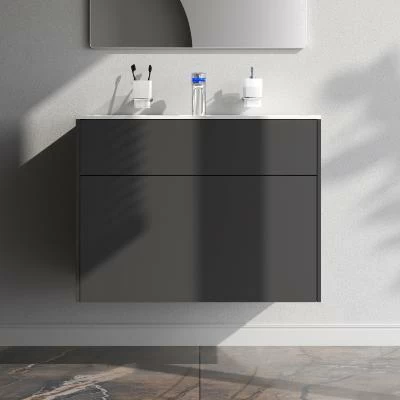 Тумба с раковиной и смесителем 80 AM.PM Inspire 2.0 M50AFHX0803GM подвесная графит матовый