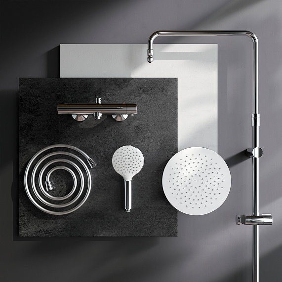 Душевая система AM.PM Like F0780464 стойка с тропическим душем, термостатом, смесителем, хром-11