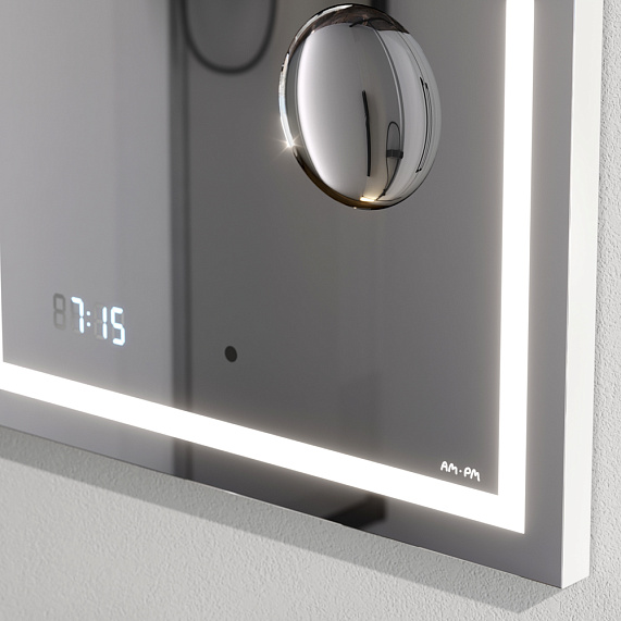 Зеркало с подсветкой в ванную прямоугольное 55 AM.PM Gem M91AMOX0553WG сенсорное с часами и косметическим зеркалом-3