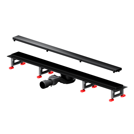 Душевой трап (лоток) 90 AM.PM MasterFlow W01SC-U11-090-04BM комбинированный затвор с черной матовой решеткой под плитку-21