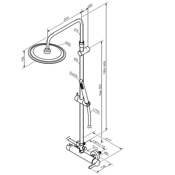 Душевая система Damixa Scandinavian Pure 936710000 стойка с тропическим душем, смесителем, хром-4