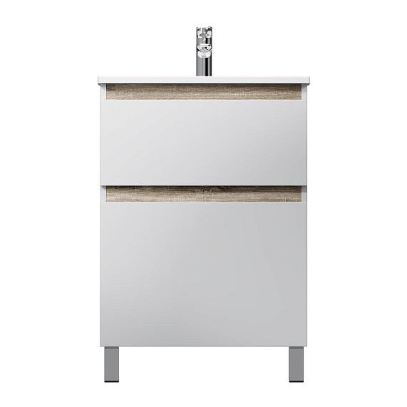 Тумба с раковиной и смесителем 60 AM.PM X-Joy M85AFSX06021WG напольная на ножках белый глянец-7