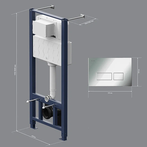 Инсталляция для подвесного унитаза AM.PM Pro I012704.7051 с пневм. клавишей хром-8