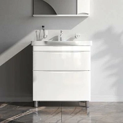 Тумба с раковиной и смесителем 80 AM.PM Like M80FSX0802WG напольная на ножках белый глянец
