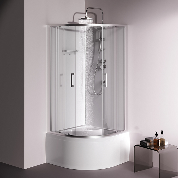 Душевая кабина 90x90 AM.PM Above W9XC-401A-9090MT профиль серебристый, высокий поддон-2