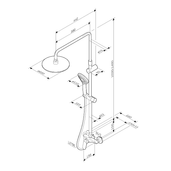 Душевая система AM.PM Sunny F0785C800 стойка с тропическим душем, смесителем, хром-12
