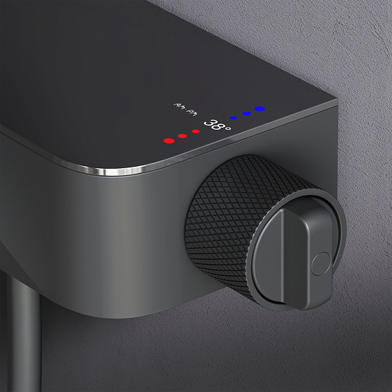 Душевая система AM.PM Func F078F222 стойка с тропическим душем, термостатом, смесителем, черная-3