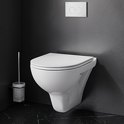 Унитаз подвесной безободковый с инсталляцией AM.PM Gem IS70101.901700 сиденьем микролифт, белой механ. клавишей