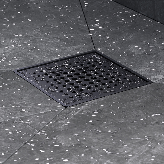 Душевой трап 10x10 AM.PM MasterFlow W01BD-P11-010-01BM комбинированный затвор с черной матовой решеткой-6