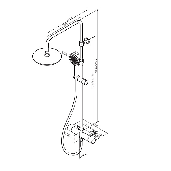 Душевая система AM.PM X-Joy F0785A444 стойка с тропическим душем, термостатом, смесителем, розовое золото-9