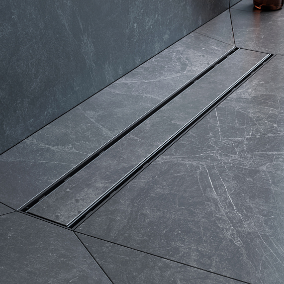 Душевой трап (лоток) 60 AM.PM PrimeFlow W02SC-U11-060-04BM комбинированный затвор с черной матовой решеткой под плитку-8