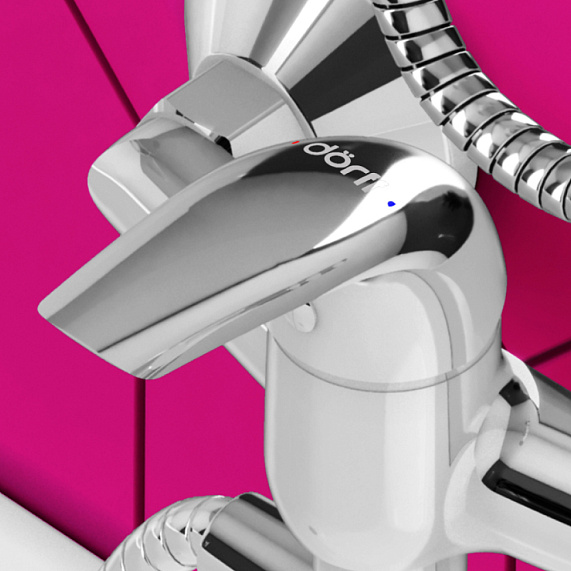 Смеситель для ванны и душа Dorff Stark D1109500 длинный излив, душевая лейка, шланг 1500, хром-4