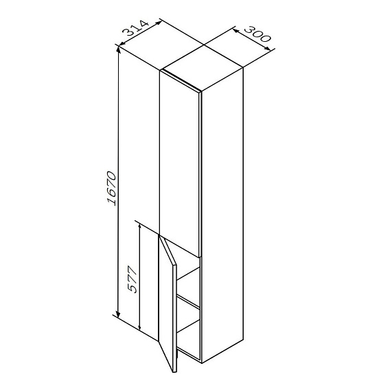 Шкаф-пенал для ванной 30 AM.PM Gem M90CHR0306WG навесной правый белый глянец-6