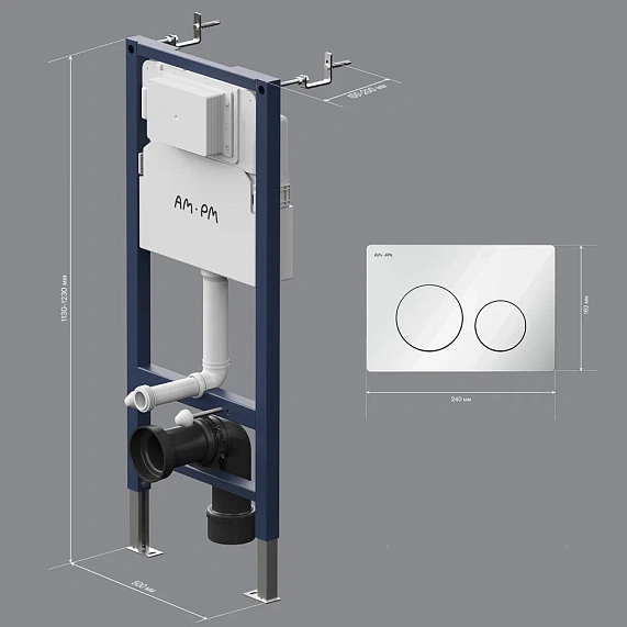 Инсталляция для подвесного унитаза AM.PM PrimeFit I012709.0101 с механ. клавишей L белый глянец-8