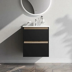 Тумба с раковиной и смесителем 55 AM.PM X-Joy M85AFHX0552BM подвесная черная матовая