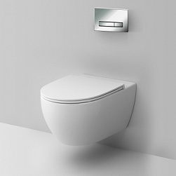 Унитаз подвесной безободковый с инсталляцией AM.PM Awe IS30251.111700 сиденьем микролифт, хром механ. клавишей