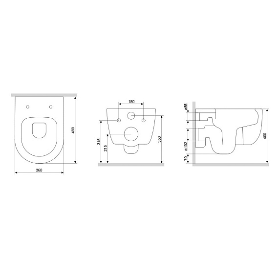 Унитаз подвесной Damixa Sirius DX86C1700SC безободковый с сиденьем микролифт, белый-6
