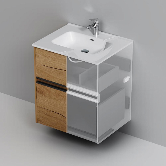 Тумба с раковиной 60 AM.PM Sense M7BFUX0602OF подвесная/напольная на ножках, светлое дерево-3