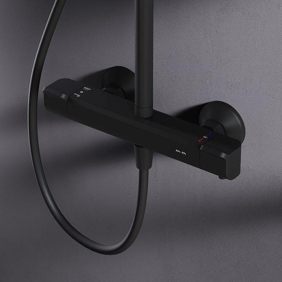 Душевая система AM.PM Func F078F422 стойка с тропическим душем, термостатом, смесителем, черная-2