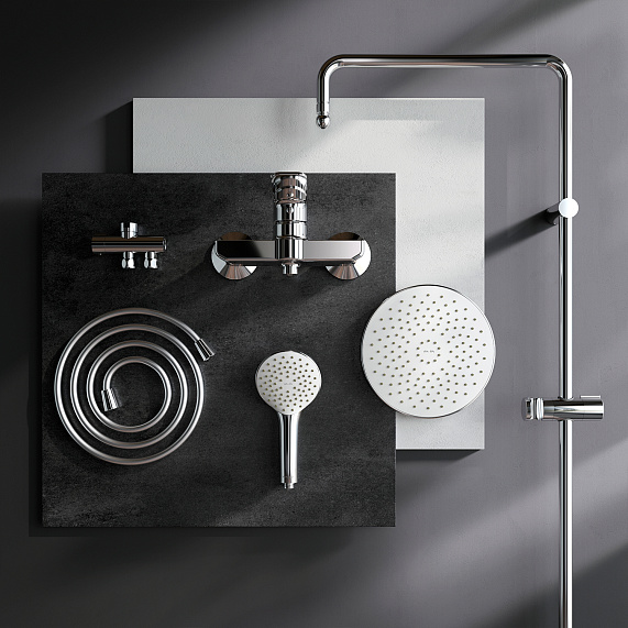 Душевая система AM.PM X-Joy F40885A24 стойка с тропическим душем, хром + смеситель для душа, хром-11