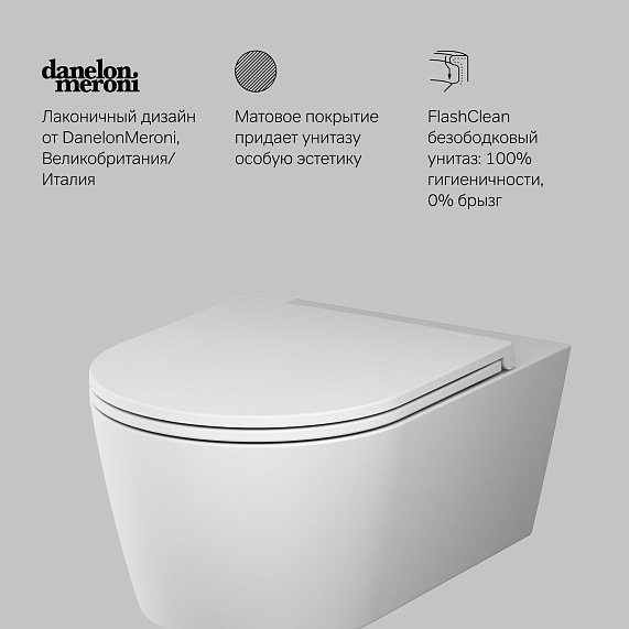 Унитаз подвесной AM.PM Func C8F1701MWSC безободковый с сиденьем микролифт, белый матовый-7