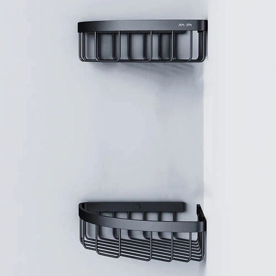 Полка в ванную угловая AM.PM Sense L A7452222 двухъярусная черная-3