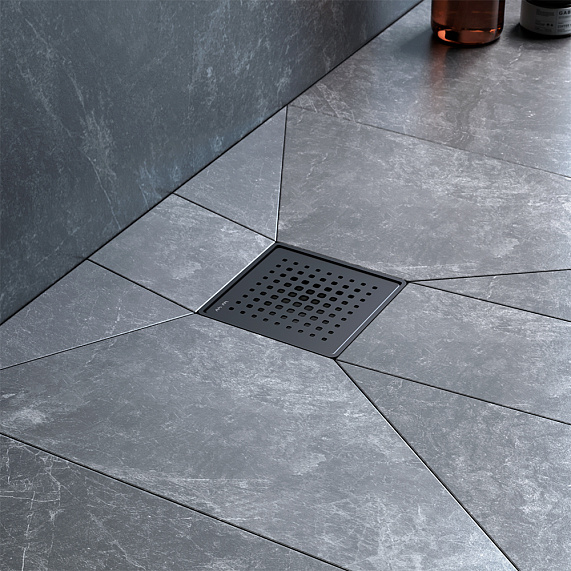 Душевой трап 10x10 AM.PM MasterFlow W01BD-P11-010-01BM комбинированный затвор с черной матовой решеткой-4