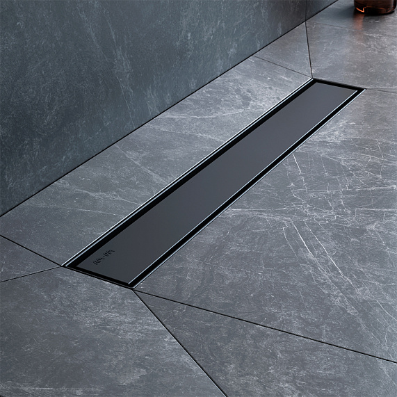 Душевой трап (лоток) 50 AM.PM MasterFlow W01SC-U11-050-04BM комбинированный затвор с черной матовой решеткой под плитку-9