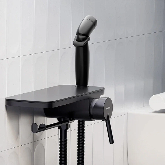 Гигиенический душ со смесителем Damixa Jupiter 773500301 черный встраиваемый, полка, шланг 1200, держатель туалетной бумаги-2