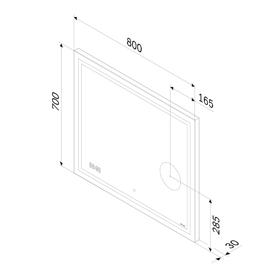 Зеркало с подсветкой в ванную прямоугольное 80 AM.PM Gem M91AMOX0803WG сенсорное с часами и косметическим зеркалом-9