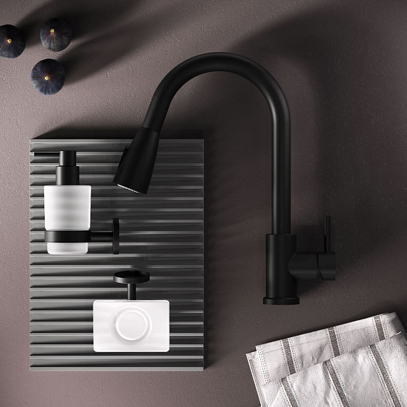 Смеситель для кухни AM.PM X-Joy S F85B07522 высокий, с выдвижным изливом, черный-4