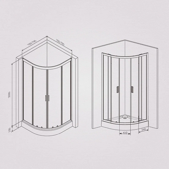 Душевое ограждение без поддона 80x80 AM.PM Gem W90G-401-080BT профиль черный матовый-8