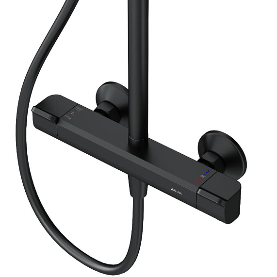 Душевая система AM.PM Func F078F422 стойка с тропическим душем, термостатом, смесителем, черная-8