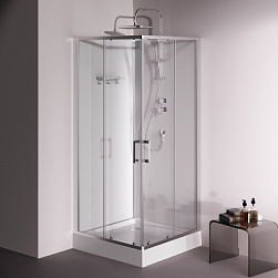 Душевая кабина 90x90 AM.PM Above W9XC-403-9090MT профиль серебристый, низкий поддон