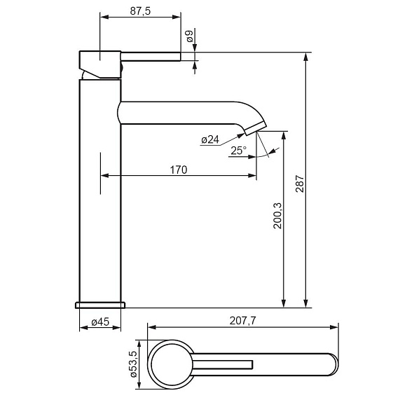 Смеситель для раковины (умывальника) Damixa Scandinavian Pure 360250300 высокий, черный-4
