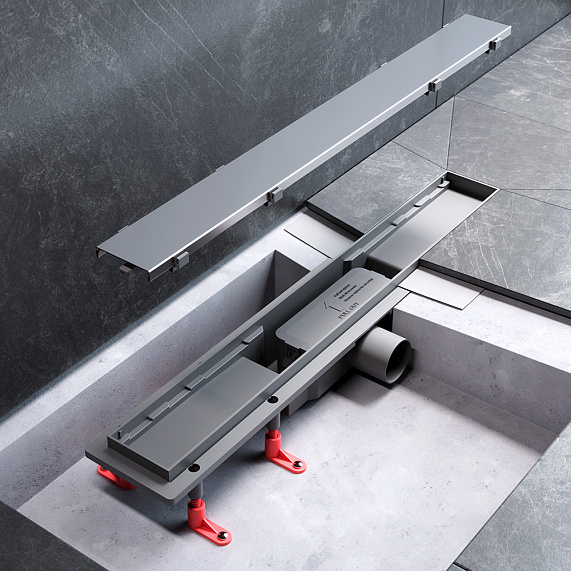 Душевой трап (лоток) 60 AM.PM PrimeFlow W02SC-U11-060-04SB комбинированный затвор со стальной матовой решеткой под плитку-15