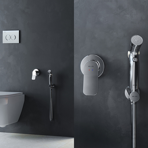 Гигиенический душ со смесителем AM.PM X-Joy F40H85A00 хром встраиваемый, шланг 1200, держатель-2